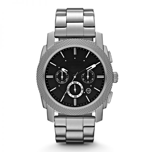 Men watch stainless steel chronograph small Man watch solid steel strap calendar Men wristwatch classic black silver