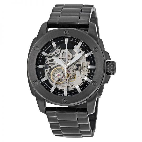 OEM automatic men watch hollow out round Custom mechanical man watch luxury All stainless steel men wristwatch sport clear