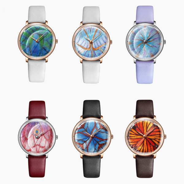 Women watch embroidery hand made traditional wristwatch simple stylish slim round cute watch delicate flower colorful