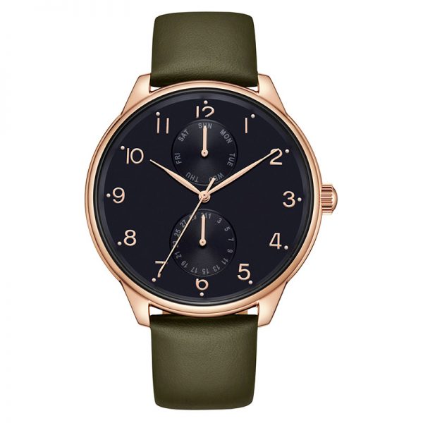 Men watch quartz leather strap simple classic Man watch day date two eyes round Men wristwatch stainless steel custom - Image 3