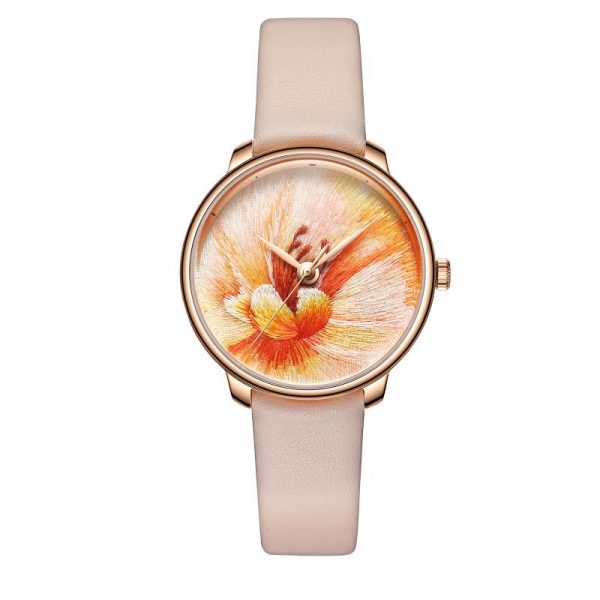 Women watch embroidery hand made traditional wristwatch simple stylish slim round cute watch delicate flower colorful - Image 3