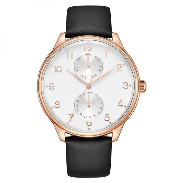 Men watch quartz leather strap simple classic Man watch day date two eyes round Men wristwatch stainless steel custom - Image 4