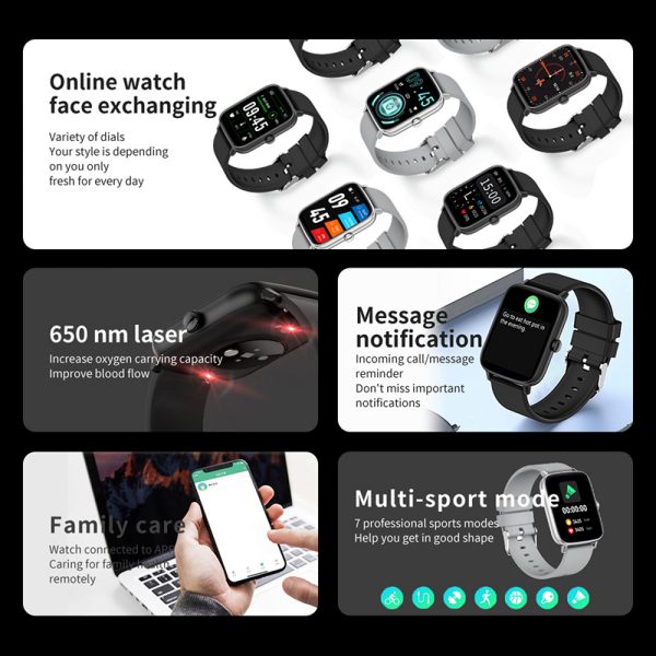 Smart watch slim rectangular sport square Custom OEM customized smartwatch Laser multifunctional health monitoring - Image 4