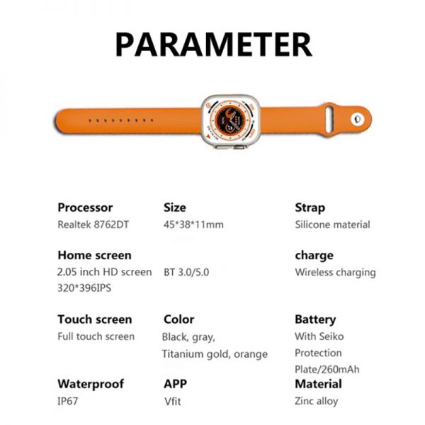 YS8 Ultra 2.05 inch smart watch blood oxygen China smart watch electronic bluetooth BT Heart rate temperature sleep - Image 4