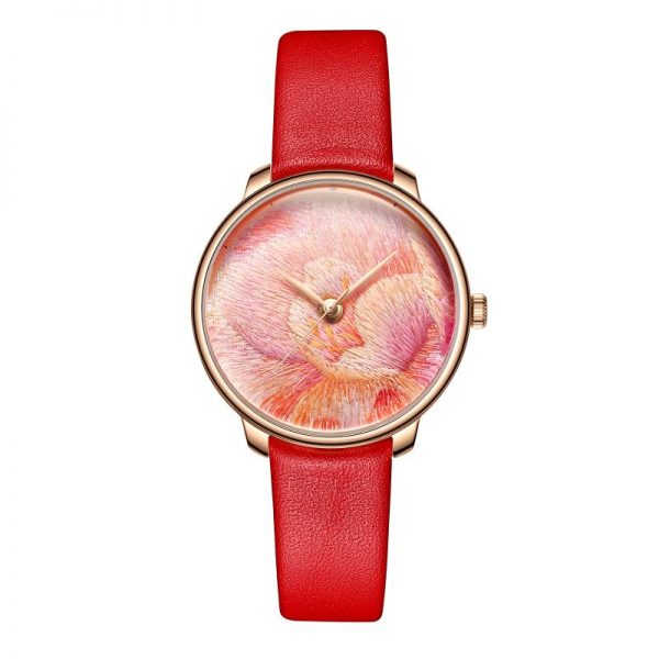 Women watch embroidery hand made traditional wristwatch simple stylish slim round cute watch delicate flower colorful - Image 4