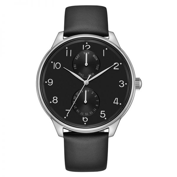 Men watch quartz leather strap simple classic Man watch day date two eyes round Men wristwatch stainless steel custom - Image 5