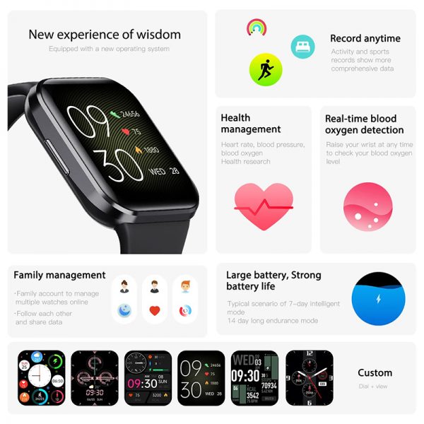 Q23 smart watch 1.69 inch heart rate blood oxygen Bluetooth BT silicone band Color screen 2023 new sport smart watch - Image 5