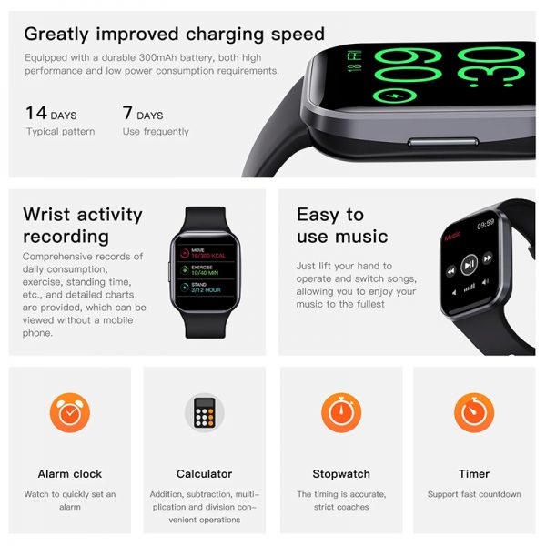 Q23 smart watch 1.69 inch heart rate blood oxygen Bluetooth BT silicone band Color screen 2023 new sport smart watch - Image 6