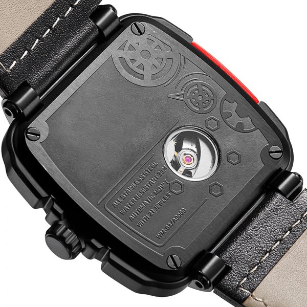 Men watch automatic square tourbillion wristwatch mechanical sport cool watch skeleton carved hollow out stylish military - Image 3