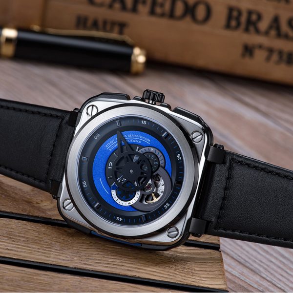 Men watch automatic square tourbillion wristwatch mechanical sport cool watch skeleton carved hollow out stylish military - Image 4