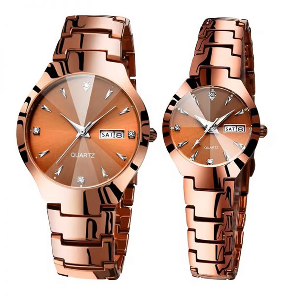 Couple watches all stainless steel gift wristwatches rose gold silver black lovers watches a pair of watches high quality