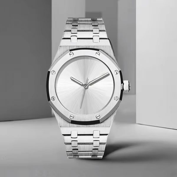 All stainless steel man watches automatic custom logo OEM customized mechanical watches in China silver sunray dial