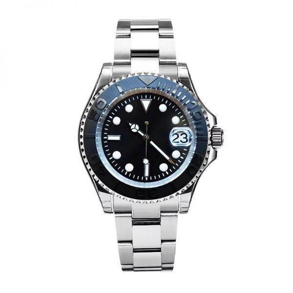 OEM automatic watch all stainless steel men wristwatch waterproof cyclops calendar handsome rotated ring watch