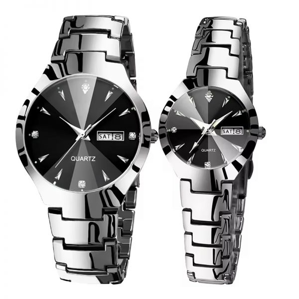 Couple watches all stainless steel gift wristwatches rose gold silver black lovers watches a pair of watches high quality - Image 3