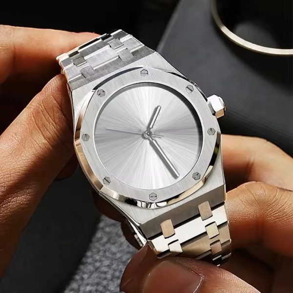 All stainless steel man watches automatic custom logo OEM customized mechanical watches in China silver sunray dial - Image 3