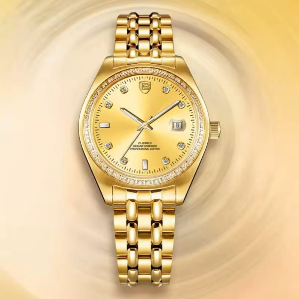 Classic man watch automatic factory wholesale all stainless steel golden mechanical watch luxury fashion wristwatch - Image 4