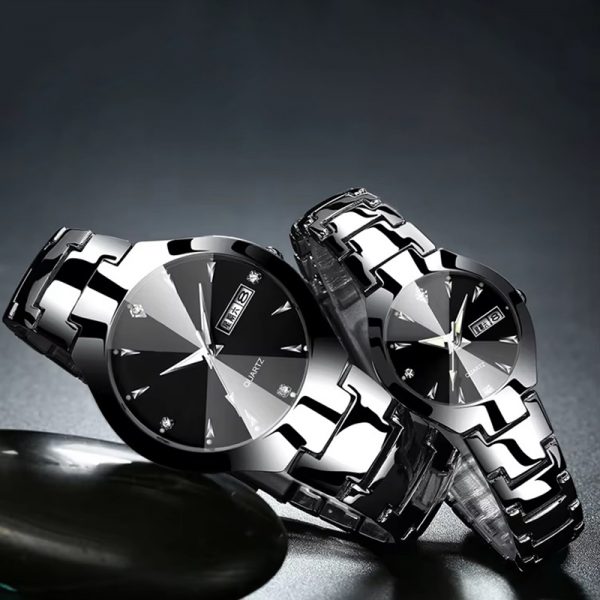 Couple watches all stainless steel gift wristwatches rose gold silver black lovers watches a pair of watches high quality - Image 4
