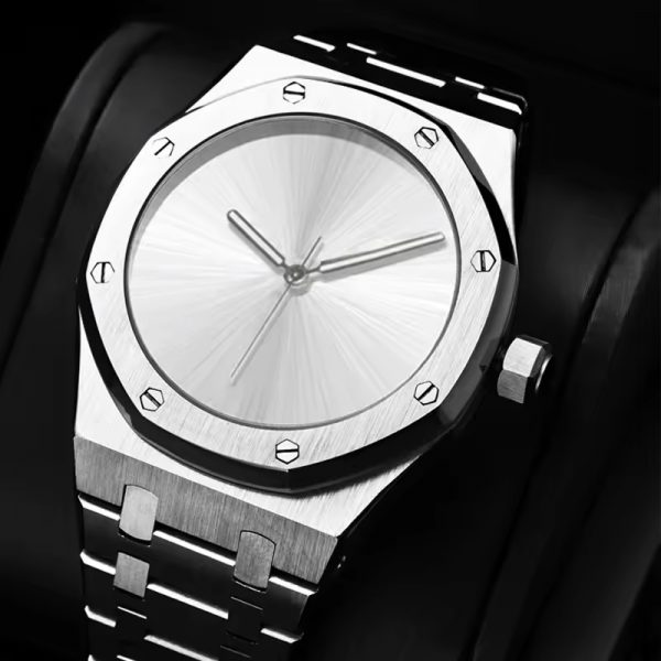 All stainless steel man watches automatic custom logo OEM customized mechanical watches in China silver sunray dial - Image 4