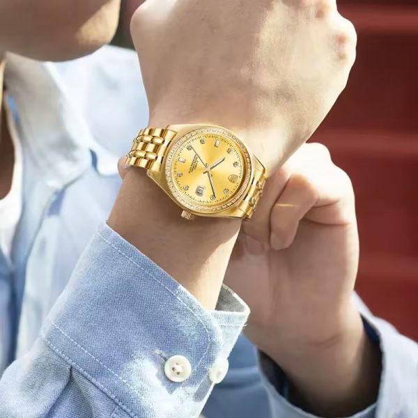 Classic man watch automatic factory wholesale all stainless steel golden mechanical watch luxury fashion wristwatch - Image 5