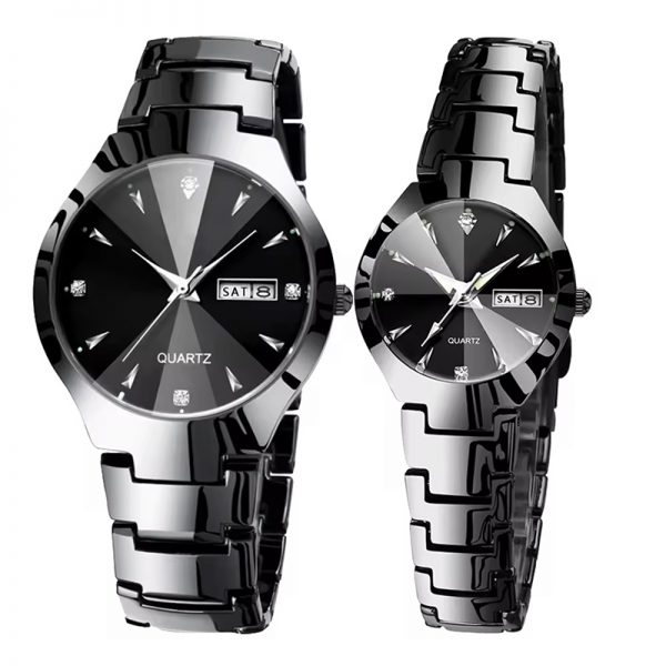 Couple watches all stainless steel gift wristwatches rose gold silver black lovers watches a pair of watches high quality - Image 5