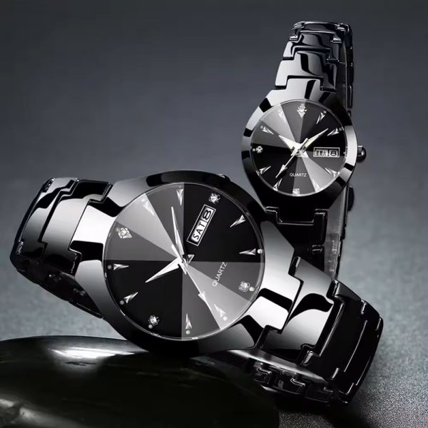 Couple watches all stainless steel gift wristwatches rose gold silver black lovers watches a pair of watches high quality - Image 6