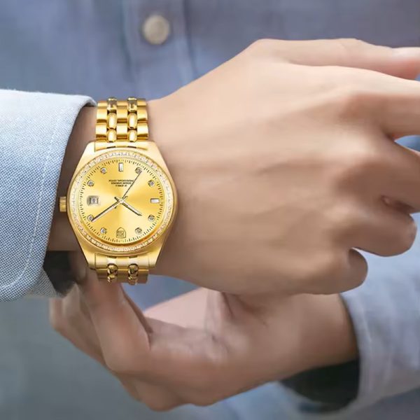 Classic man watch automatic factory wholesale all stainless steel golden mechanical watch luxury fashion wristwatch - Image 6