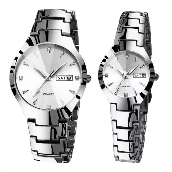 Couple watches all stainless steel gift wristwatches rose gold silver black lovers watches a pair of watches high quality - Image 7