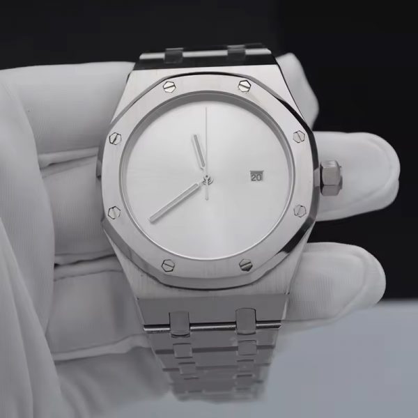 All stainless steel man watches automatic custom logo OEM customized mechanical watches in China silver sunray dial - Image 5