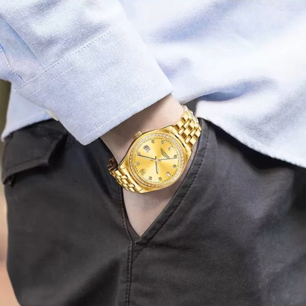 Classic man watch automatic factory wholesale all stainless steel golden mechanical watch luxury fashion wristwatch - Image 8
