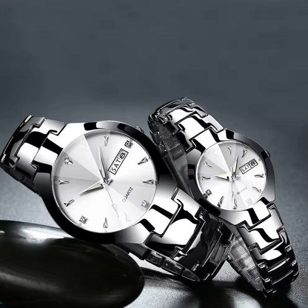 Couple watches all stainless steel gift wristwatches rose gold silver black lovers watches a pair of watches high quality - Image 8