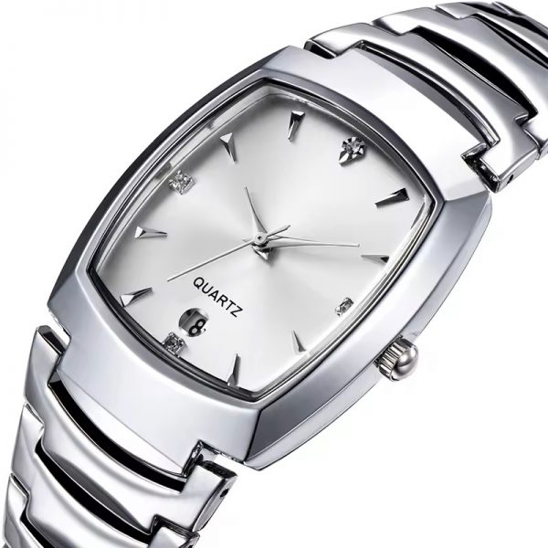 Hot selling couple watches all stainless steel with calendar man woman lovers wristwatches quartz customized logo