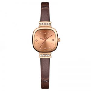 Woman watch square diamond leather band fashion women wristwatch quartz brown watch band small simple classic
