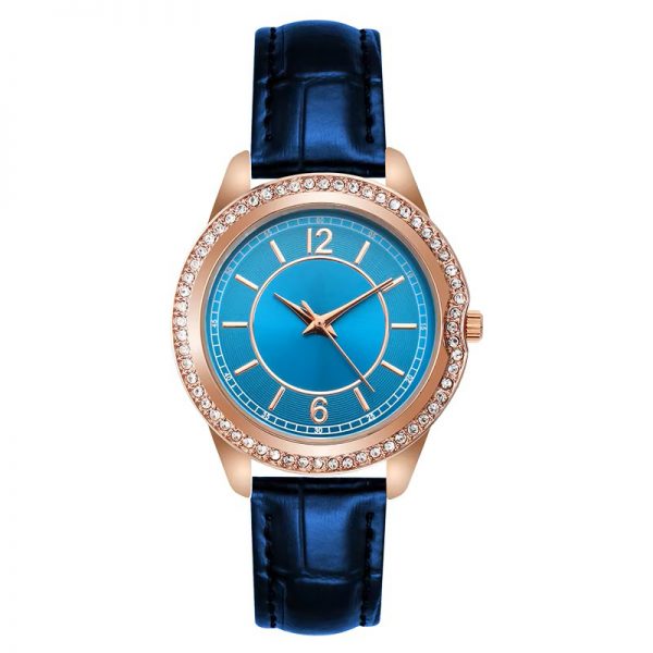Wristwatch woman round casual leather strap mesh band simple diamond no calendar rose gold quartz women watches