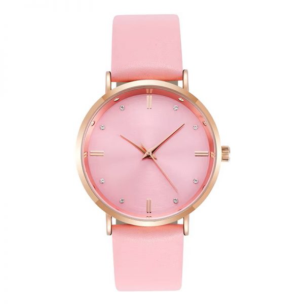 Young lady watch pink leather strap custom logo woman wristwatch OEM made in China customization girl dress watches