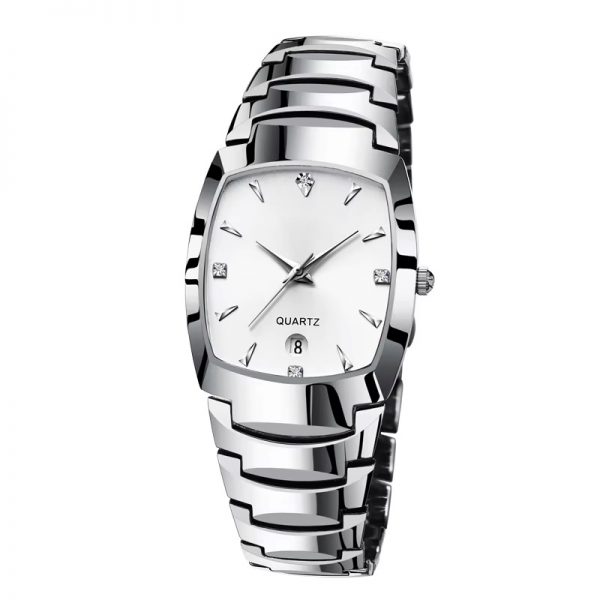 Hot selling couple watches all stainless steel with calendar man woman lovers wristwatches quartz customized logo - Image 3