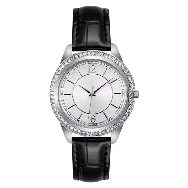 Wristwatch woman round casual leather strap mesh band simple diamond no calendar rose gold quartz women watches - Image 3