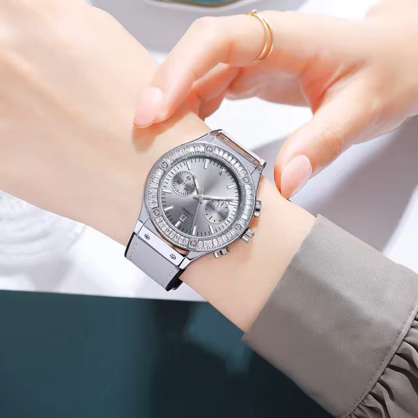 Woman wristwatch chronograph silicone strap diamond lady watches casual fashion timing custom logo made in China - Image 4