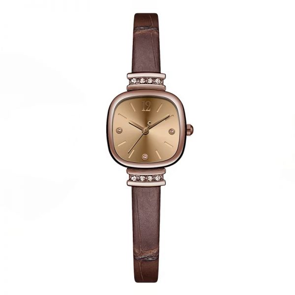 Woman watch square diamond leather band fashion women wristwatch quartz brown watch band small simple classic - Image 4