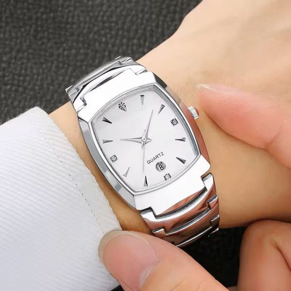 Hot selling couple watches all stainless steel with calendar man woman lovers wristwatches quartz customized logo - Image 5