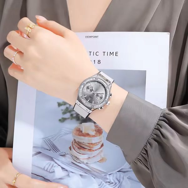Woman wristwatch chronograph silicone strap diamond lady watches casual fashion timing custom logo made in China - Image 5