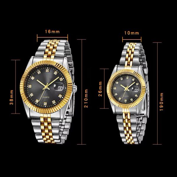 Couple watches stainless steel lover watches a pair men women wristwatches quartz gift watches gril boy lady young - Image 2