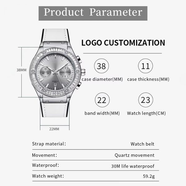 Woman wristwatch chronograph silicone strap diamond lady watches casual fashion timing custom logo made in China - Image 6