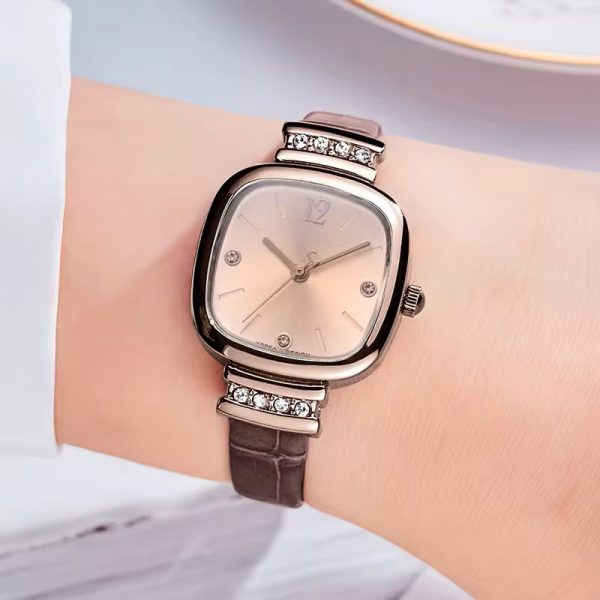 Woman watch square diamond leather band fashion women wristwatch quartz brown watch band small simple classic - Image 6