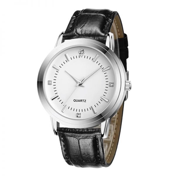 Lovers watches a pair brown black leather strap couple wristwatches rose gold silver white diamond without calendar - Image 7