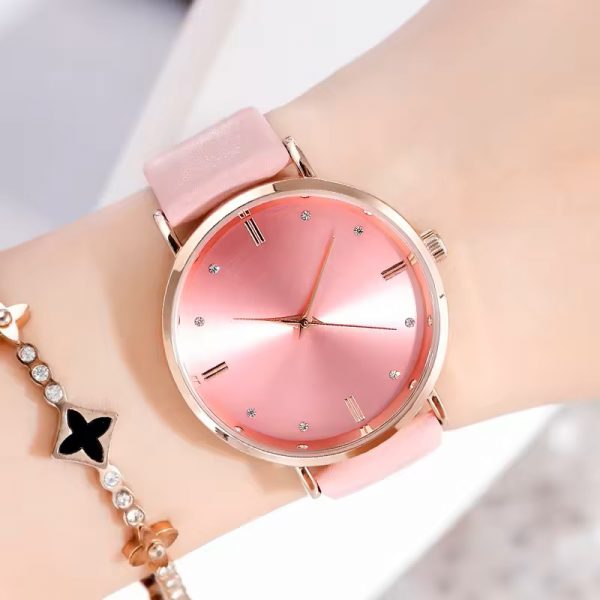 Young lady watch pink leather strap custom logo woman wristwatch OEM made in China customization girl dress watches - Image 7