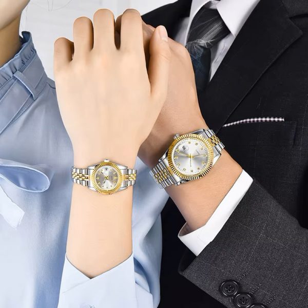 Couple watches stainless steel lover watches a pair men women wristwatches quartz gift watches gril boy lady young - Image 4