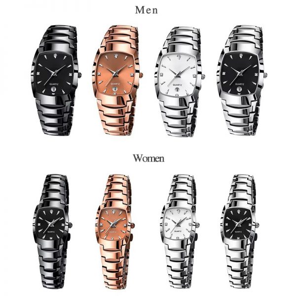 Hot selling couple watches all stainless steel with calendar man woman lovers wristwatches quartz customized logo - Image 7