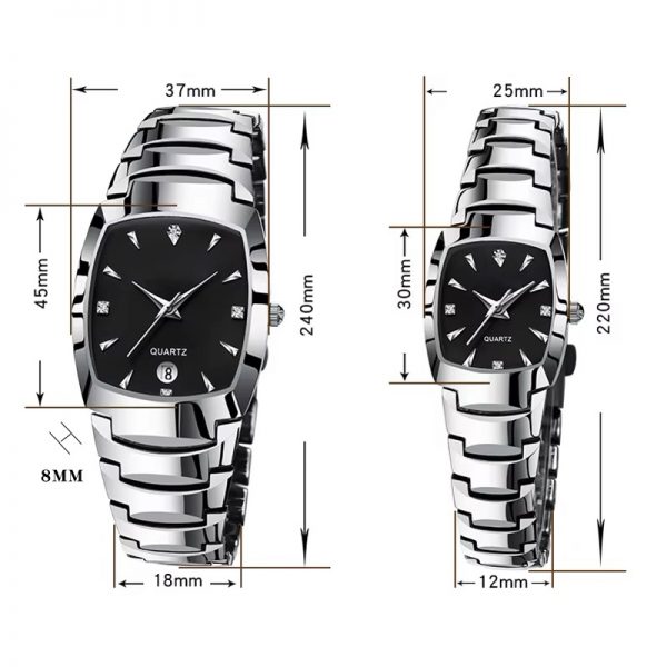 Hot selling couple watches all stainless steel with calendar man woman lovers wristwatches quartz customized logo - Image 8