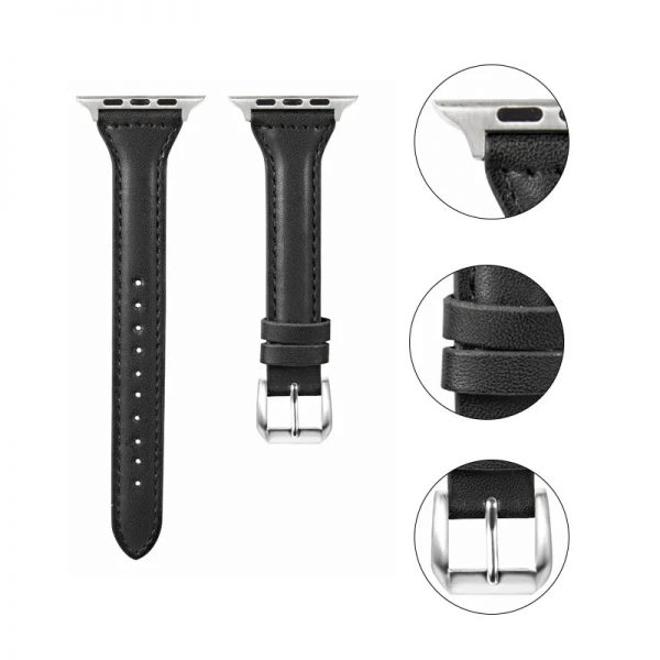 Slim Thin Luxury Genuine Leather Strap for Apple Watch Series 8/7/6/SE/5/4/3/2/1 width 38/40/41/42/44/45mm
