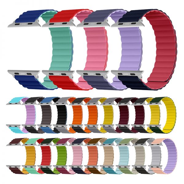 Reversible Watch Band for Apple Watch Series 7 6 5 SE Invertible Magnetic Silicone Watch Strap Chinese Factory